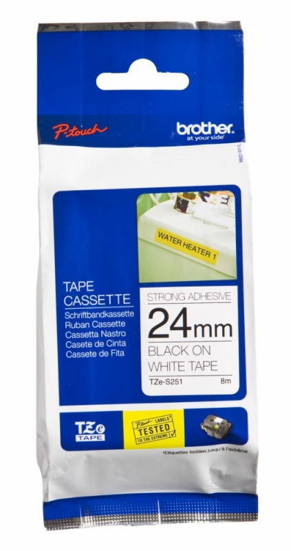 CINTA NEGRO SOBRE BLANCO 24MM X 8M ADHESIVO IND EXTRA FUERTE Consumibles Brother
