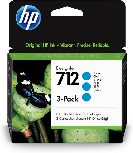HP 712 CYAN 29ML 3-PACK TINTA AMPLIO FORMATO 3ED77A Consumibles HP INC
