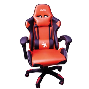 SILLA STYLOS GAMER NEGRO/ROJO/P VC/AJUSTABLE/ACERO/145GRADOS/ R115K