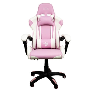 SILLA STYLOS GAMER BLANCO/ROSA/ PVC/AJUSTABLE/ACERO/145GRADOS/ R115