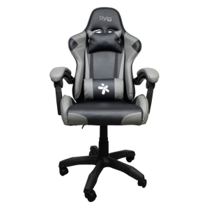 SILLA STYLOS GAMER NEGRO/GRIS/P VC/AJUSTABLE/ACERO/145GRADOS/ R115K